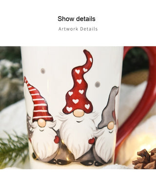 Christmas Large Capacity Ceramic Relief Cup