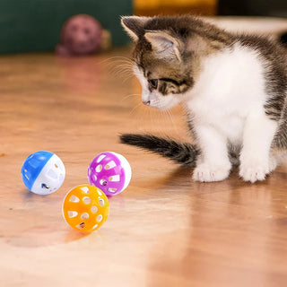 20Pcs Cat Toy Balls Pet Cat Kitten Play Plastic Balls with Jingle Bell Pounce Chase Rattle Toy Cat Toys Bulk Random Color