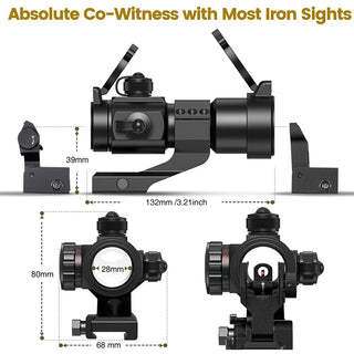 1x30mm Red Green Dot Sight With Cantilever Mount Tactical Rifle Scopes Optics Scopes Accessories for 20mm Rail Mounted